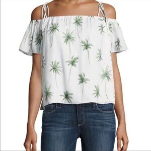 Milly Eden Off The Shoulder Palm Tree Silk Top Size XS